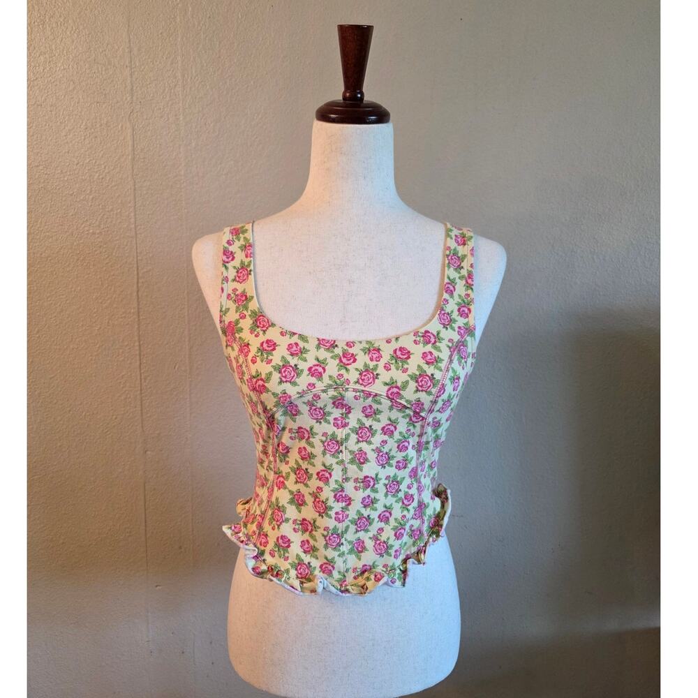 Free People Women's Tank Top SZ Small Floral Fairy Cottage